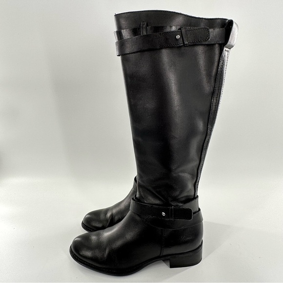 Franco sarto knee high wide calf boots size 6.5 37 L-Canary black leather riding - Picture 6 of 13